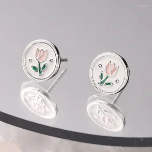 Boucles d'oreilles tulipe médaillon Simple pour femmes, accessoires de bijoux féminins, fleurs de tempérament Vintage, fête de mariage