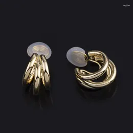 Boucles d'oreilles simples en forme de bobine de moustique, Clip d'oreille sans métal percé, style Hip Hop, assorti avec tout, bijoux féminins