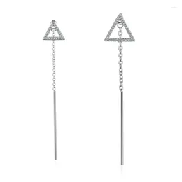 Boucles d'oreilles étalon simples punk creusés triangulaires de chaîne de métaux géométriques Tassel Pendant zircon rétro