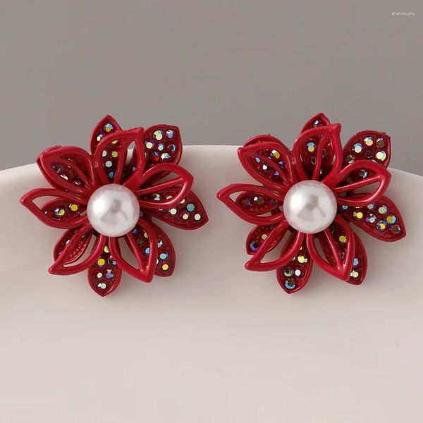 Pendientes de sementales simples cuentas de perlas simuladas de retro encantos ab con forma de flores de retía para mujeres joyas de fiesta de moda al por mayor