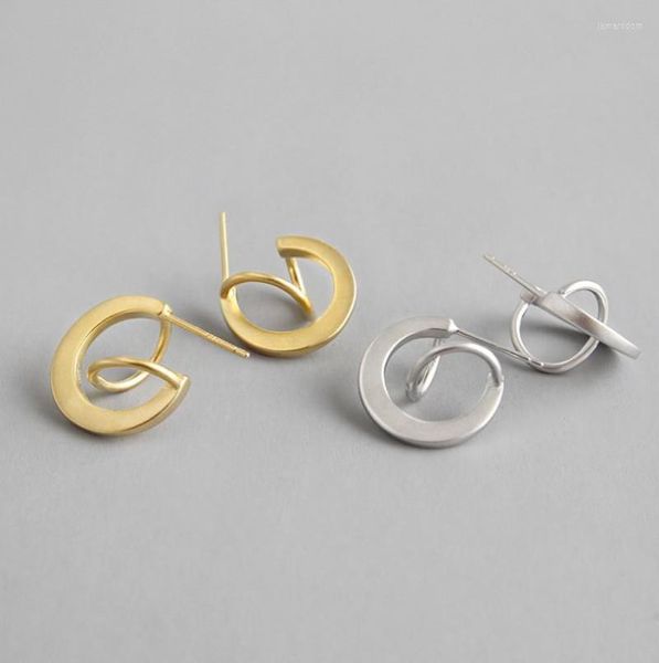 Boucles d'oreilles Simple S925 en argent Sterling pour les femmes géométrie demi-cercle cravate un noeud coréen mode bijoux fantaisie