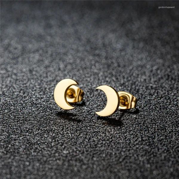 Boucles d'oreilles simples lune en acier inoxydable pour les femmes filles petit croissant oreilles étalons bijoux de bijoux d'anniversaire amis Brinco Brinco