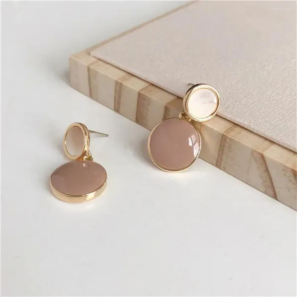 Boucles d'oreilles simples et douces pour femmes, accessoires de bijoux de couleur vive, cadeau pour fille, pendentif en métal léger S925