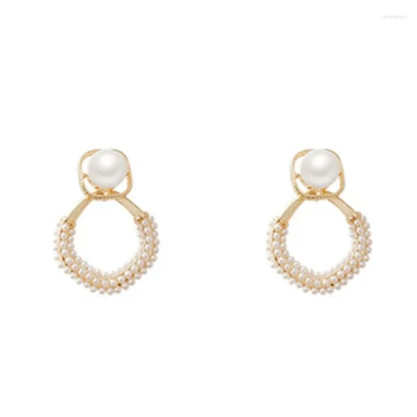 Boucles d'oreilles à clous pour femmes, tempérament Simple, perle blanche, goutte d'eau, rétro, mode, accessoires, cadeau