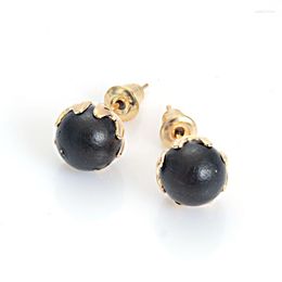 Boucles d'oreilles à tige Simple Unique conçu Style rond arôme bois naturel perle bijoux pour femmes cadeau de mode