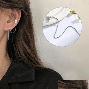 Boucles D'oreilles Simple Long Gland Enfileur Pour Les Femmes Sier Couleur Mousseux Étoile Forme Oreille Manchette Tendance Féminine Sauvage Bijoux Drop D Dhgarden Dhwdi