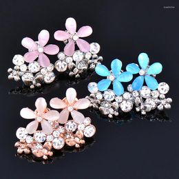 Boucles d'oreilles SINLEERY charme rose bleu opale fleurs femmes mariage cristal boucle d'oreille accessoires bijoux ES434