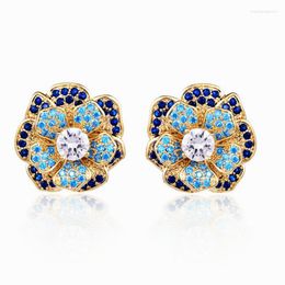 Stud -oorbellen Sinzry Fashionum Sieraden Cubic Zirkon CZ Solid Flower Vintage Lady For Women