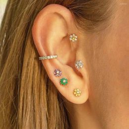 Brincos de garanhão Sipengjel moda colorido brilhante zircão orelha espiral de aço inoxidável para mulheres jóias presente