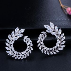 Boucles d'oreilles SIPENGJEL tendance brillant cristal branche d'olivier feuille forme fleur grande pour les femmes Boucle D'oreille Femme 2023