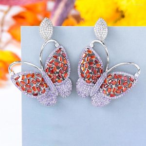 Stud -oorbellen Siscathy 2023 Fashion Butterfly zirkoon hanger voor vrouwen zoete Koreaanse kristallen hangende sieraden accessoires