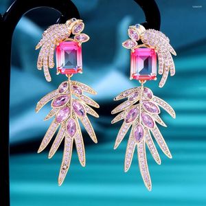 Stud Oorbellen Siscathy Mode Luxe Vogel Drop Voor Vrouwen Lange Zirconia Opknoping Oorbel Bruiloft Sieraden Accessoires