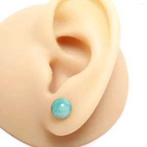 Boucles d'oreilles Sky Blue oreille Gemone Gem 24k Gold Color Plated Brass 10 mm Stone Cartilage Piercing Bijoux 1pair