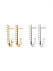 Pendientes de sementales Sljely Fashion Real 925 Sterling Silver Gold Color Hook Japeed Micro Zircon Women Fine Party Joyle Gift6369712