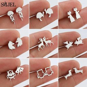 Stud Oorbellen Kleine Dieren Roestvrij Staal Oorbellen Kat Herten Uil Hond Mode Voor Vrouwen Kinderen Oor Piercing Lichaam Sieraden Pendientes