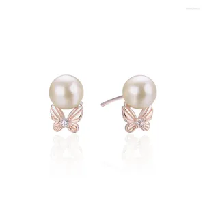 Pendientes pequeños con incrustaciones de perlas frescas S925, gancho para la oreja de plata pura, venta al por mayor para mujeres LB128