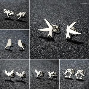 Stud Oorbellen Kleine Kolibrie Oorstekers Meerdere Stijl Vogels Sieraden Schattig Zwaluw Papegaai Vleermuis Dier Roestvrij Staal Pendientes