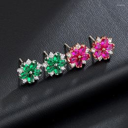 Boucles d'oreilles à tige petite fleur raffinée clous de neige flocon de neige gemme de jade argent sterling 925 brillant mieux que le cadeau de diamant