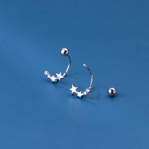 Pendientes de tuerca pequeñas estrellas de circón individuales para mujer y niña, gancho para la oreja de plata de ley 925, joyería con abalorio de tornillo