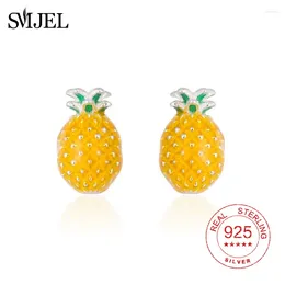 Boucles d'oreilles SMJEL 925 STERLING Silver Pineapple Trendy Cute Fruit Birthday Party For Women Jewelry Gift