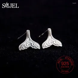 Stud-oorbellen SMJel 925 Sterling Silver Whale Tail voor vrouwen Hoge kwaliteit Dolfijn Mermaid Studs Ear Jewelry Anti-Allergy