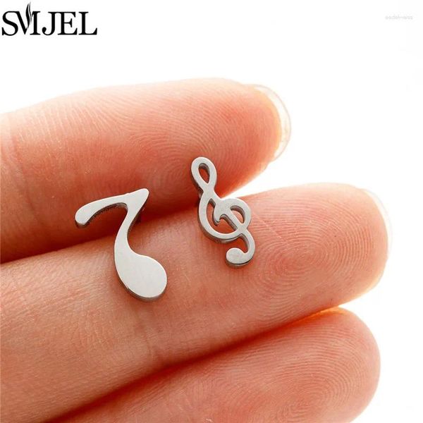 Pendientes de sementales Smjel Mini Music Lode de acero inoxidable Nota musical de acero inoxidable Ear para Girls Students Party Jewelry Gift Orecchini