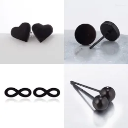 Boucles d'oreilles SMJEL Punk amour coeur noir Btw 2023 acier inoxydable boule ronde infini boucle d'oreille ensemble Oorbellen 4 paires/ensemble