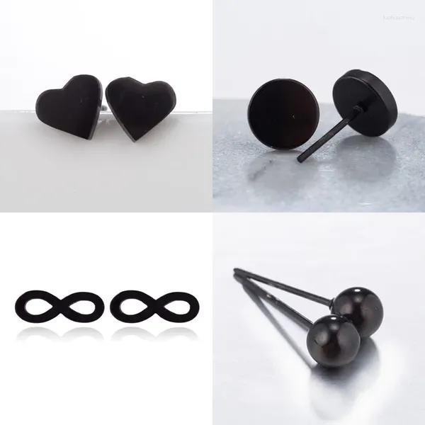 Pendientes SMJEL Punk Love Heart Black Btw 2023 Juego de pendientes infinitos con bola redonda de acero inoxidable Oorbellen 4 par/set