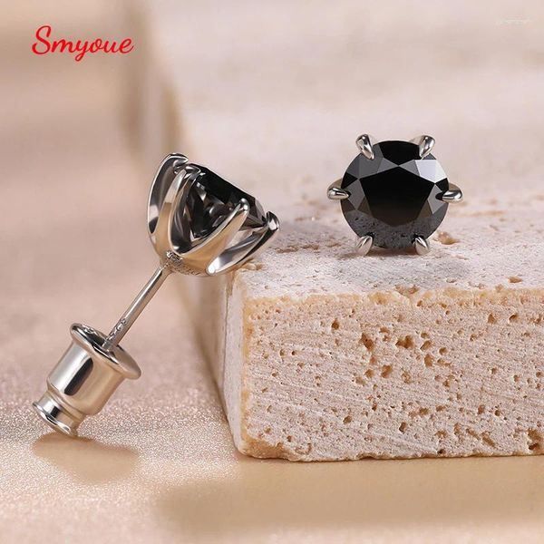 Pendientes de sementales Smyoue 18K plateado 0.5-2ct hip hop moissanite negro para mujeres 925 sterling silver clásico arete al por mayor