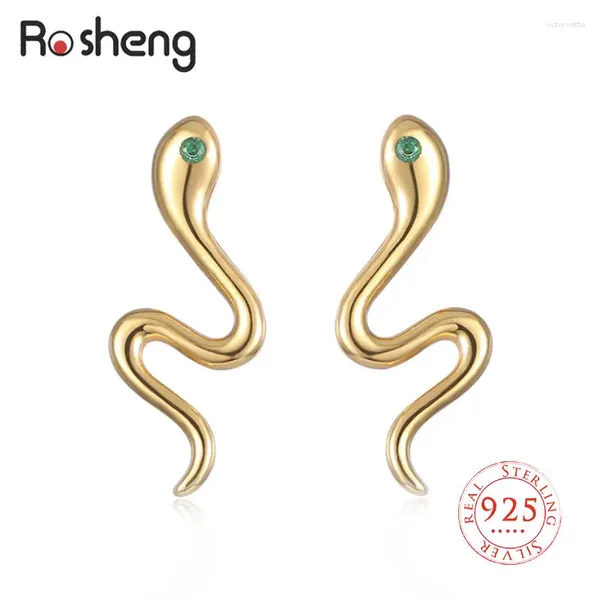 Boucles d'oreilles Snake 925 Pendre animal en argent sterling Couleur or Couleur Snakelike suspendue pour les femmes Real Fine Jewelry