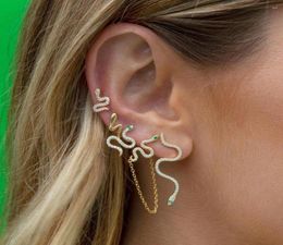 Stud Oorbellen Snake Earring Micro Pave Wit Groen Cz Hoge Kwaliteit Lange Snaked Girl Vrouwen Trendy Jewelry3977892