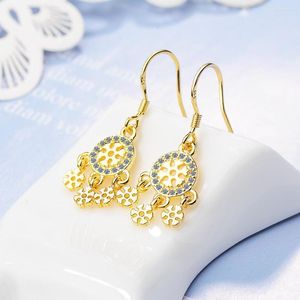 Boucles D'oreilles Flocon De Neige 925 Argent Aiguille Fine Cristal Dream Catcher Plumes Pour Femme Créateur De Mode Fête De Mariage Bijoux Cadeaux