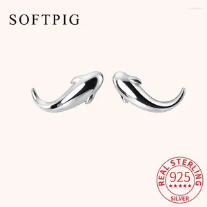 Boucles d'oreilles SOFTPIG INS réel 925 en argent Sterling baleine Animal pour la mode femmes classique bijoux fins accessoires minimalistes