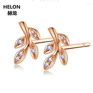Boucles d'oreilles Solid 14K Rose Gold Si / H Diamonds Natural Diamants Femmes Engagement Mariage Anniversaire Fine Bijoux