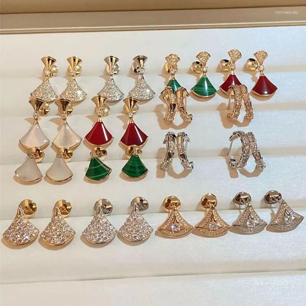 Boucles d'oreilles en or Rose massif 18 carats pour femmes, diamants Moissanite, Agate rouge, élégantes, pour fête de mariage, fiançailles, anniversaire, tendance