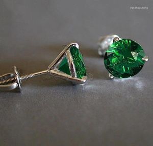 Studoor oorbellen Solid 925 Sterling Silver Color Garnet Earring Natural Emerald en White Diamond Gemstone Bizuteria Sieraden Oorbelle5638525