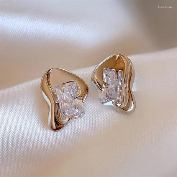 Boucles d'oreilles à clous en argent Sterling S925, simples et personnalisées, en Zircon carré, de corée du sud, un must pour les déplacements domicile-travail