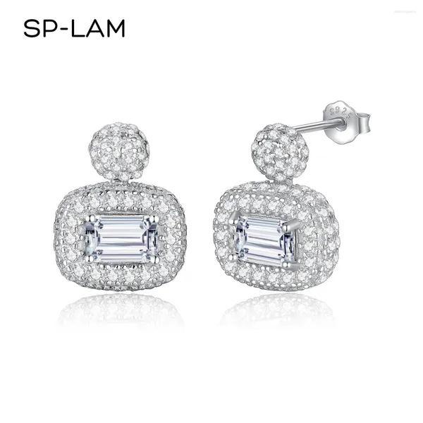 Boucles d'oreilles SP-LAM Luxury Tiny CZ CZ Missanite Moitstone Fine bijoux Emerald Cut Vintage Fashion Accessoires pour femmes