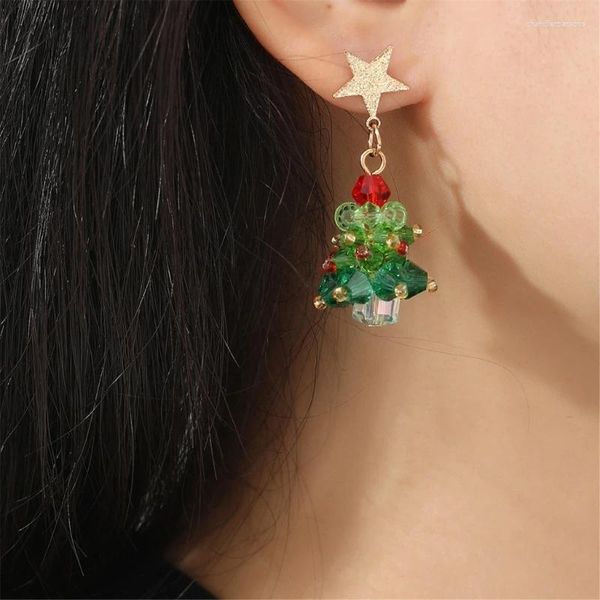 Boucles d'oreilles en cristal scintillant, pendentifs d'oreille en forme d'arbre de noël, étoile/nœud papillon, breloque rétro à la mode, accessoires bijoux de fête