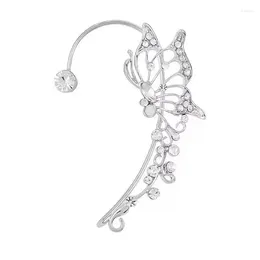 Boucles d'oreilles étincelantes Crystal Elf Butterfly Eaure sans pierre clip élégant bijoux de mariage exquis élégant