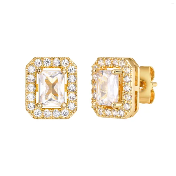 Pendientes de tachuelas Cz Cz Gold Chaped Cubic Zirconia Hipoalergénica