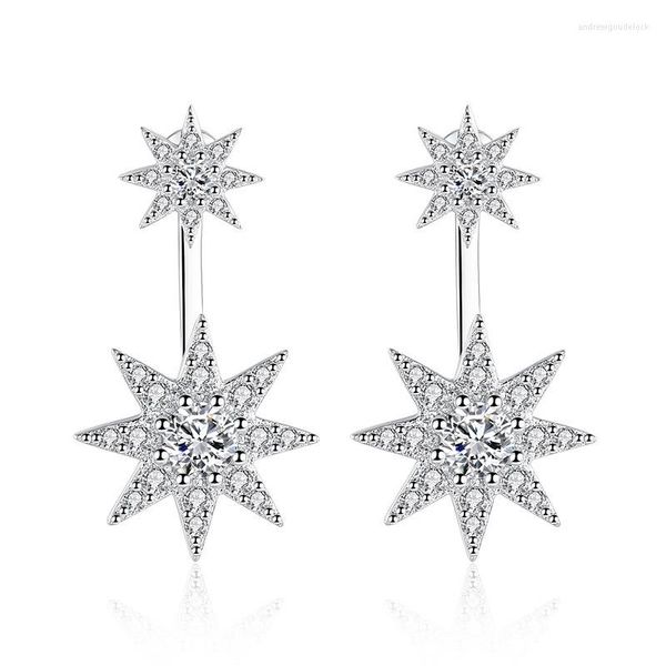 Pendientes de botón Estrellas brillantes Pave CZ Pendiente para mujer Regalo de fiesta de boda Lady Fashion Zircon