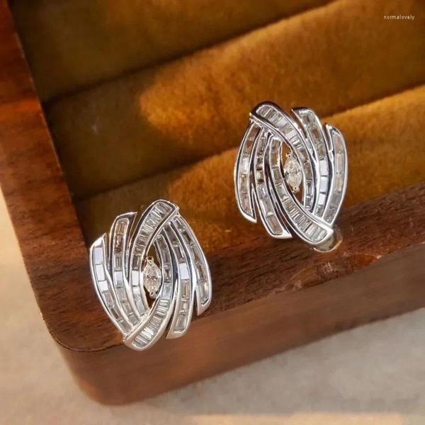 Pendientes cortos Brillante Mujer con Marquesa Zirconia Cúbica Diseño moderno dama Oreja Boda Fiesta De moda Joyas