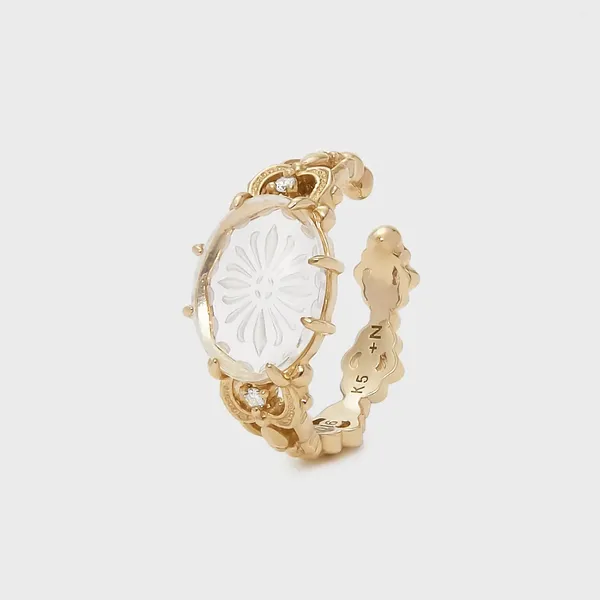 Pendientes de botón Primavera 2024 Diseño de impresión de nicho simple francés S925 Chapado en plata Oro de 14 quilates Abrazadera de oreja de cristal blanco