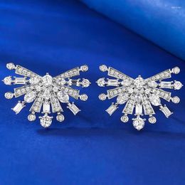 Qiaoer – boucles d'oreilles en argent Sterling 925, bijoux fins scintillants, à haute teneur en carbone, secteur diamant, cadeau de mariage, printemps