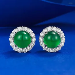 Stud Oorbellen SpringLady Vintage 925 Sterling Zilver Ronde Jade Edelsteen Drop Dangle Bruiloft Fijne Sieraden Verjaardagscadeaus