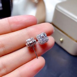Boucles d'oreilles Square 2ct Diamond Earring Real 925 Bijoux en argent sterling Moisanite Engagement Mariage pour femmes Men 340m