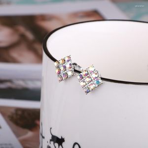 Boucles d'oreilles carrées cristal petites pour les femmes en strass de la mode