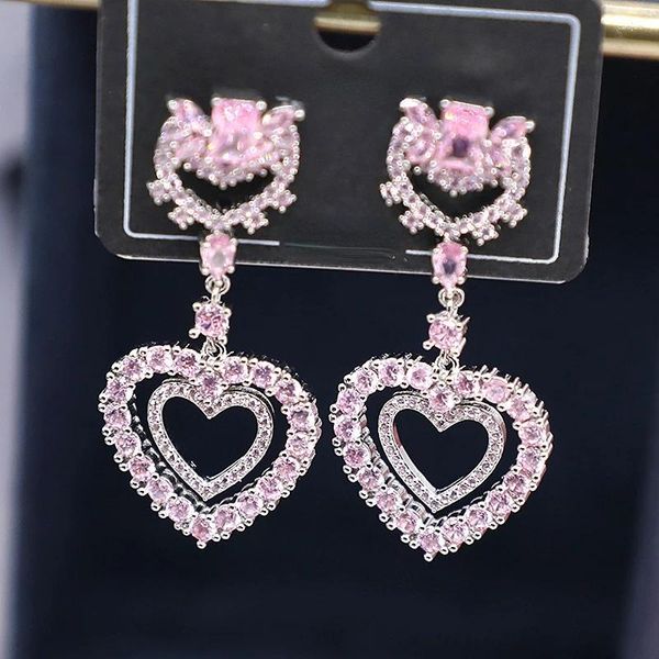 Aretes Cuadrados En Forma De Corazón Corazón De Melocotón Hueco Europeo Y Americano