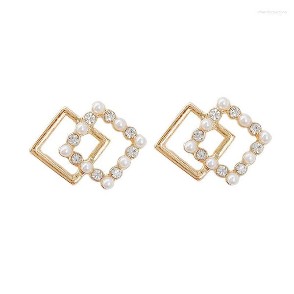 Boucles d'oreilles carrées en perles géométriques simples pour femmes et filles, petits clous d'oreilles Pendientes Oorbellen 2023